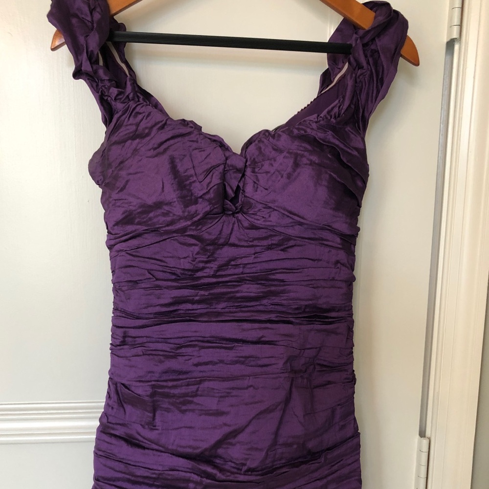 Off the shoulders ruched silk dress